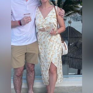 Floral White and Yellow Women's Dress